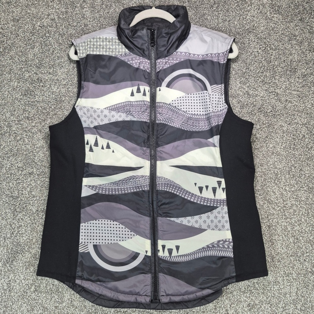 Krimson Klover Puffer Vest Womens Medium Black Gray Quilted Reversible